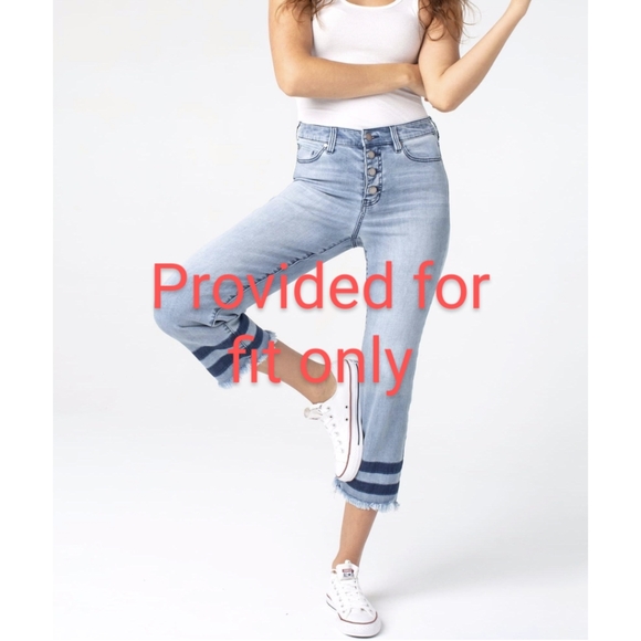 Liverpool Jeans Blue Denim Straight Leg Button Front Crop Size 2 - Picture 16 of 17
